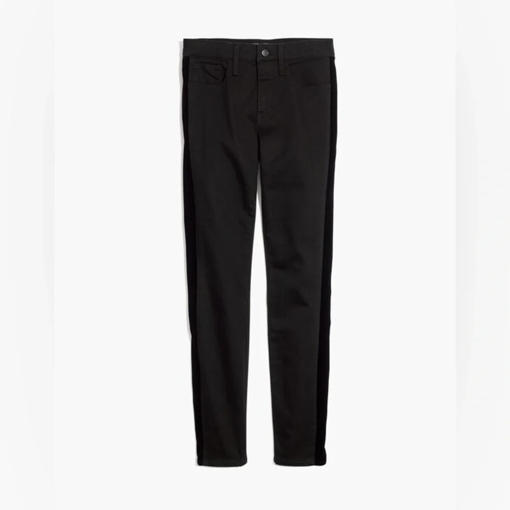 Madewell 9" Mid-Rise Skinny Jeans: Velvet Tuxedo Stripe Edition - Picture 2 of 14